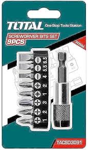 Screwdriver 9 pcs Bits Set Total - TACSD3091