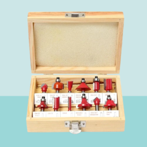 12 Pcs 6.35mm Industrial Router Bits Set With Wooden Box